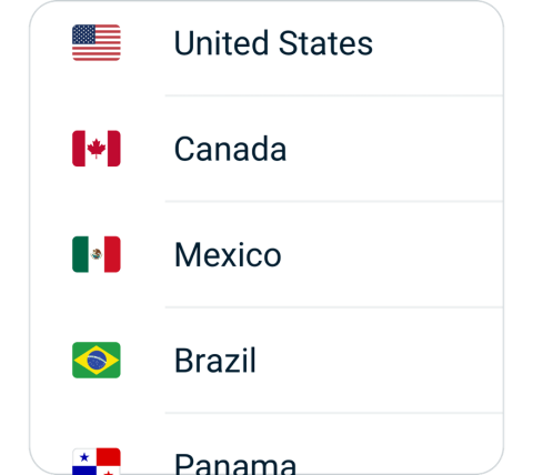 Express connect step 2, choose VPN server location